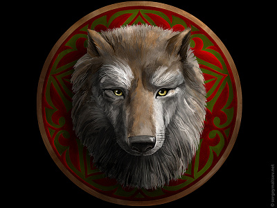 Illustration for the movie "Wolf in the history of the Turks" animal asia opinion ornament pattern sergey maltsev shield wolf