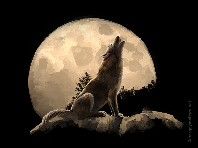 Illustration for the movie "Wolf in the history of the Turks" howling moon night steppe wolf voice wolf