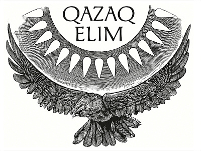 Flag of Kazakhstan art asia digitan painting eagle falcon graphic kazakhstan nomad sun