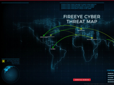 Cyber Crime Threat dark mode design map