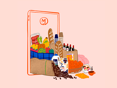 Ordermentum | Produce Illustration branding colour food hospitality illustration mobile texture