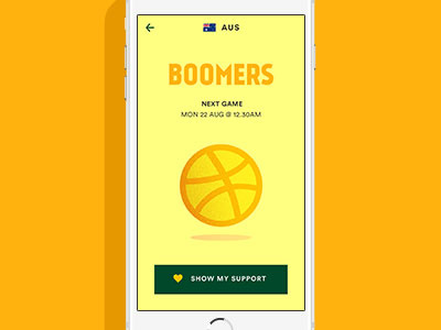 Aussie Boomers app australia basketball boomers colourful design mobile olympics sport ui