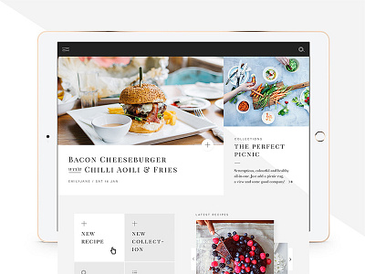 Luxe Recipe App Concept app design flatlay food food photography instagram photography recipe social tablet ui ux
