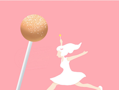 Girl Jumping on Cake Pop cake pop childrens illustration girl illustration jump jumping original pastel pastel color