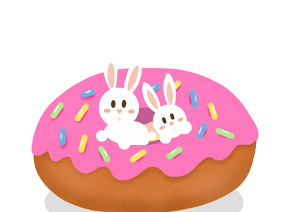 Bunnies inside donut