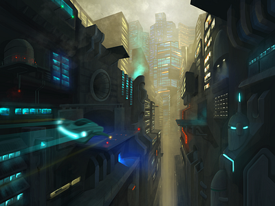 Edge Runner concept art painting procreate