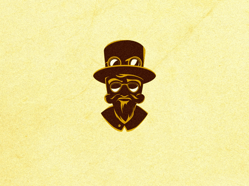 Steampunk logo forsale sale ready online buy design unique logotype logo man beard mustache glasses hat head steampunk
