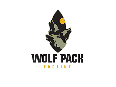 Wolf pack logo animal bark buy design forsale howl howling logo logotype moon night online pack ready sale unique wolf wolves