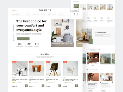 GoShop - Online store Landing Page architecture chair clean comfort design e shop ecommerce furniture homedecor interior design landing page living room online store product design sofa table chair sofa homedecor ui web website website design