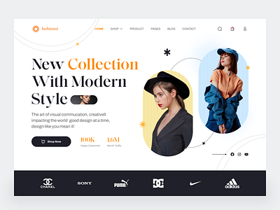 Fashionsi - Fashion Hero Section app beauty branding clean clothing design ecommerce fashion fashion blog hero section homepage magazine mockup outfit summer trend ui uidesign web design website design