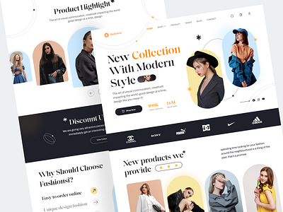 Fashionsi - Fashion Landing Page branding clean clothes design ecommerce fashion fashion blog home page landing page magazine marketplace online store outfit style summer ui website website landing page webste fashion woman style