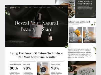 Skinsty - Skincare Landing Page beautifull beauty beauty product beauty salon beauty website clean cosmetics cosmetology design ecommerce landing page makeup massage skin skin care skincare ui website website design