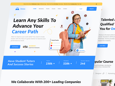 Osmos - Online Course Landing Page card clean course design e learning education landing page landingpage learning online class online course school study teaching ui ui design ui elment university web design website