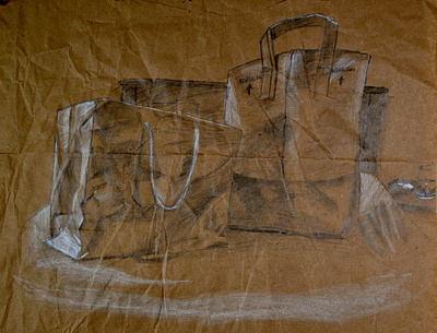 Bag Inception :) art bag baggy brown bag illustration pencil wierd