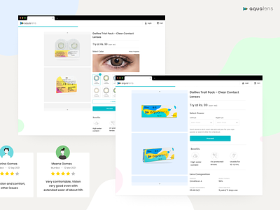 Contact Lenses Detail Web Page #Aqualens #ProductDesign app clean product design ui ux web design
