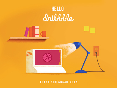 Hello, Dribbble! computer design graphic illustartion lamp retro pc