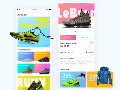 E-commerce Nike Store for Shoes app colors e commerce landing page nike nike shoes product page shoes sneakers store ui ux