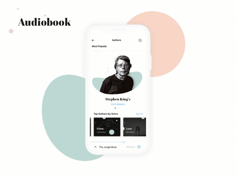 Audiobook Cover Flow - Player app audiobook clean interaction minimal music player ui