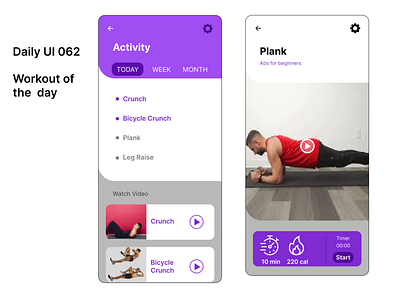 Workout of the day dailyui dashboard design education figma fitness task ui ux workout