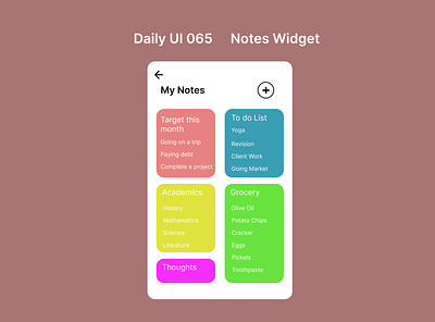 Notes Widget dailyui dashboard design education figma notes ui ux widget