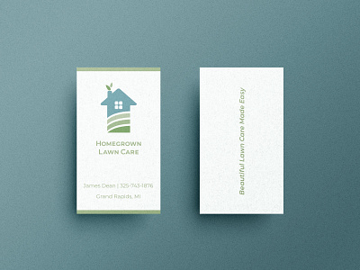 Homegrown Lawn Care logo/business card adobeillustrator advertising branding business cards design graphic design illustration landscape company lawn care lawncare llc logo mowing small business vector