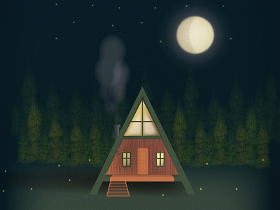 A Frame Cabin illustration adobeillustrator aframe art cabin design drawing forest graphic design illustration texture