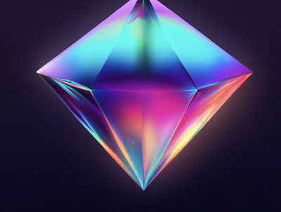 Iridescent Diamond 3d diamond geometric glowing graphic design renders