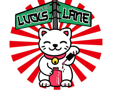 Studio Lucks Lane business design logo lucky cat nail salon