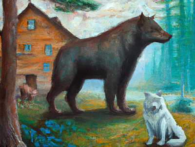 Bear and wolf art design illustration