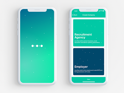 Recruitd App Launch and Create Company Page Mock-up