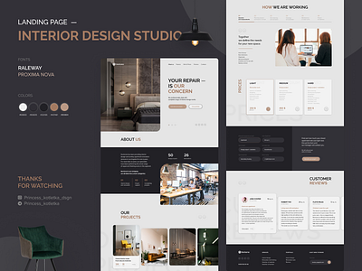 Landing Page | Interior design studio typography ui ux web
