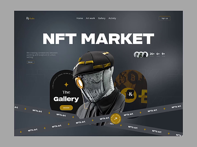 NFT - Web Header 3d 3d web animation blockchain branding crypto design digital art landing page marketplace nft nft 3d nft animation nft marketplace nft web nftwebsite ui web design