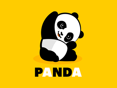 Cute panda animal black cute ics illustration panda red white yellow