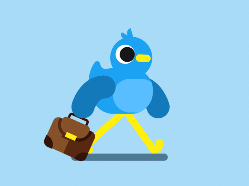 A simple work day for Twitter animation bird blue ics motion socialmedia suitcase tonybabel tutorial twitter work workday