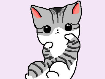 Grey Striped Cat adorable animal art cat chibi cute design illustration kitten kitty pixil pixilart