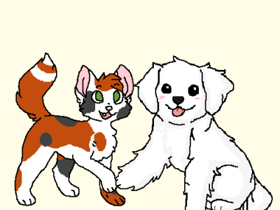 High Five adorable animal animals art artwork cat chibi cute design dog illustration kitten pixel pixil pixilart puppy