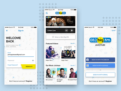 Radio FM App fm app homepage music app radio sign in signup