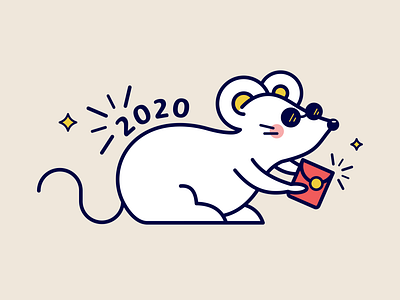 Happy Lunar New Year! 2020 animal cute happy new year illustration lunar new year mouse playful rat red envelope sunglasses