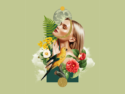 Woman in the green - Digital Collage