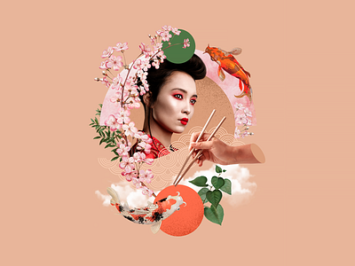 Japan Woman - Digital Collage collage collageart collagevisual design digitalart digitalcollage illustration japan japanese japonia kolaż kolażcyfrowy poland polska poster woman