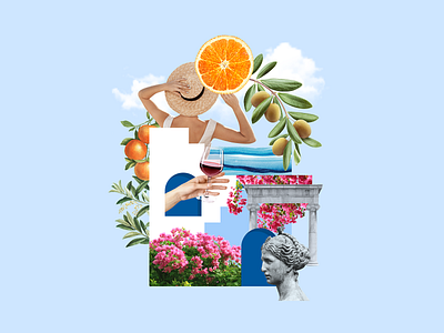Postcard from Greece - Digital Collage collage collageart collagevisual design grecja greece greek kolaż cyfrowy lato plakat pocztówka poster wielkiegreckiewakacje woman wspomnienie