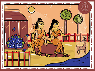 A tale from Ramayana in Bengal Pattachitra | Indian folk art artpreneurprogram bengal pattachitra bengal patua digitalillustration folkart illustration indian art pattachitra