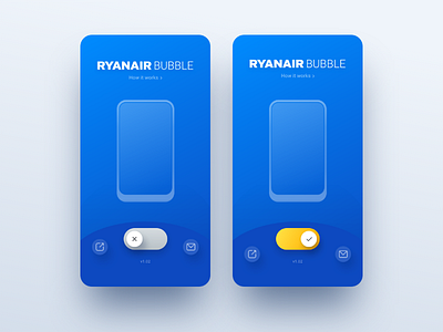 Ryanair Bubble Toggle animation app blue bubble interaction mobile ryanair switch switcher toggle ui