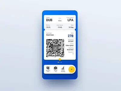 Boarding Pass Flip airport animation app blue boarding pass bubble flight flip interaction mobile ryanair scroll animation ticket ui ux