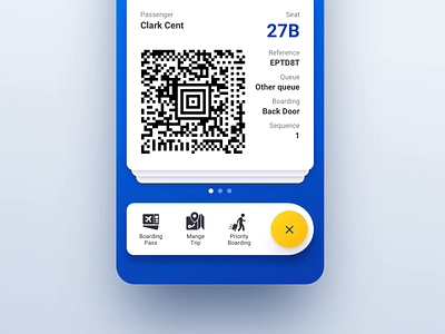 Boarding Pass Paging airport animation app blue boarding pass bubble flight interaction mobile pagination paging ryanair ticket ui ux