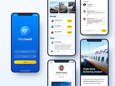 Fleet Tweet - Social Media App app blue inbox log in logo mail message mobile ryanair social media ui unread ux