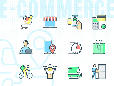 Contactless commerce Icons commerce contactless contactless economy delivering delivery delivery icons e commerce express express delivery icons set untact untact economy vector