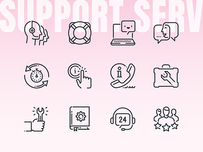 Customer service Icons icon set outline set