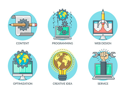 Web Development Icons concept conceptual development icon idea illustration internet network optimization sign symbol web