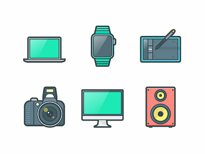 Devices and Gadgets Icons camera devices filled outline icons gadgets hardware icon illustration laptop monitor